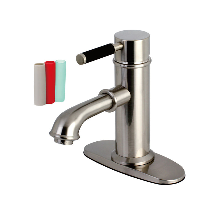 Kaiser KS7418DKL One-Handle 1-Hole Bathroom Faucet with Deck Plate and Brass Pop-Up Drain, Brushed Nickel