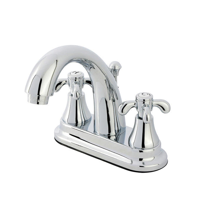 French Country KS7611TX Double-Handle 3-Hole Deck Mount 4-Inch Centerset Bathroom Faucet with Brass Pop-Up, Polished Chrome