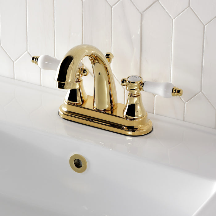 Bel-Air KS7612BPL Double-Handle 3-Hole Deck Mount 4-Inch Centerset Bathroom Faucet with Brass Pop-Up, Polished Brass