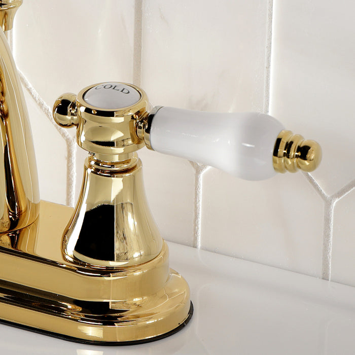 Bel-Air KS7612BPL Double-Handle 3-Hole Deck Mount 4-Inch Centerset Bathroom Faucet with Brass Pop-Up, Polished Brass