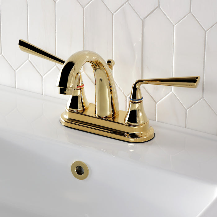 Silver Sage KS7612ZL Double-Handle 3-Hole Deck Mount 4-Inch Centerset Bathroom Faucet with Brass Pop-Up, Polished Brass