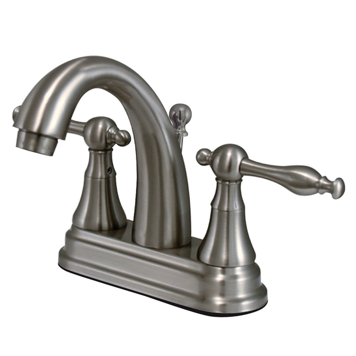 Normandy KS7618NL Two-Handle 3-Hole Deck Mount 4" Centerset Bathroom Faucet with Brass Pop-Up, Brushed Nickel