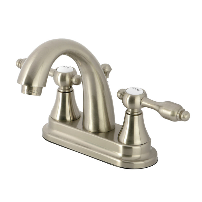 Tudor KS7618TAL Double-Handle 3-Hole Deck Mount 4-Inch Centerset Bathroom Faucet with Brass Pop-Up, Brushed Nickel