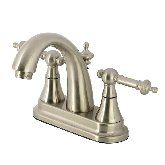 Templeton KS7618TL Double-Handle 3-Hole Deck Mount 4-Inch Centerset Bathroom Faucet with Brass Pop-Up, Brushed Nickel