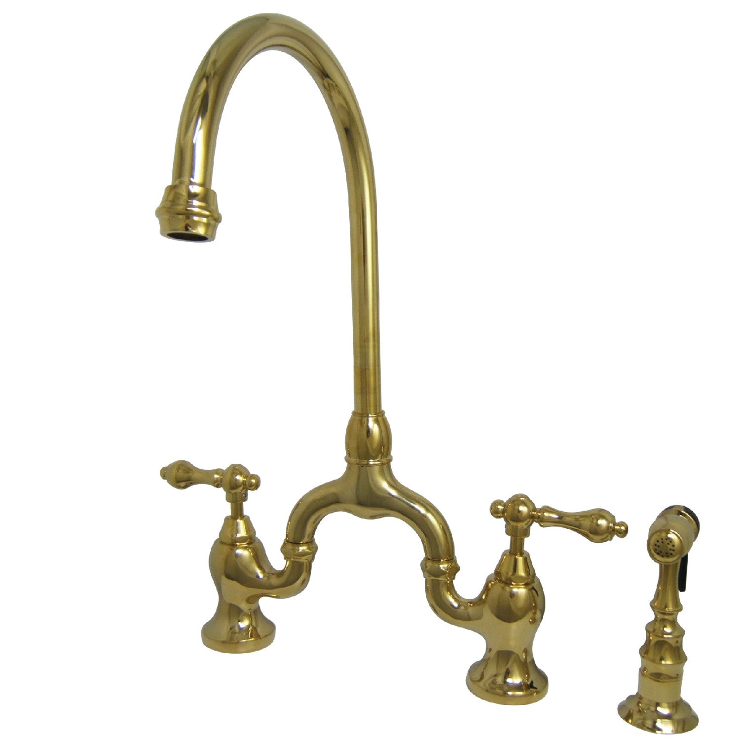 Kingston Brass Georgian Widespread Two Handle Kitchen store Faucet Brass Sprayer (DD3)