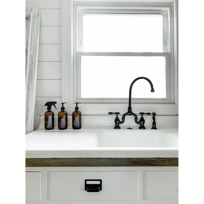 Tudor KS7795TALBS Two-Handle 3-Hole Deck Mount Bridge Kitchen Faucet with Brass Side Sprayer, Oil Rubbed Bronze