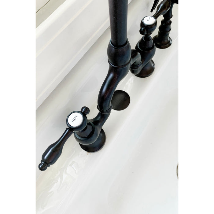 Tudor KS7795TALBS Two-Handle 3-Hole Deck Mount Bridge Kitchen Faucet with Brass Side Sprayer, Oil Rubbed Bronze