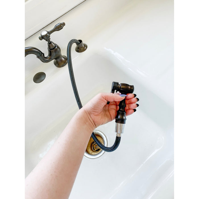 Tudor KS7795TALBS Two-Handle 3-Hole Deck Mount Bridge Kitchen Faucet with Brass Side Sprayer, Oil Rubbed Bronze