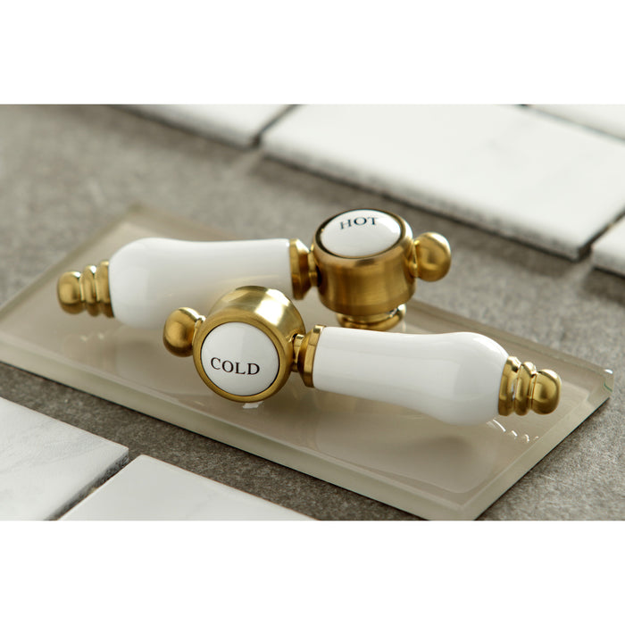 Bel-Air KS7997BPL Two-Handle 3-Hole Deck Mount Bridge Bathroom Faucet with Brass Pop-Up, Brushed Brass