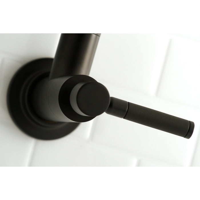 Kaiser KS8100DKL Two-Handle 1-Hole Wall Mount Pot Filler, Matte Black