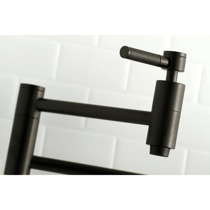 Kaiser KS8100DKL Two-Handle 1-Hole Wall Mount Pot Filler, Matte Black