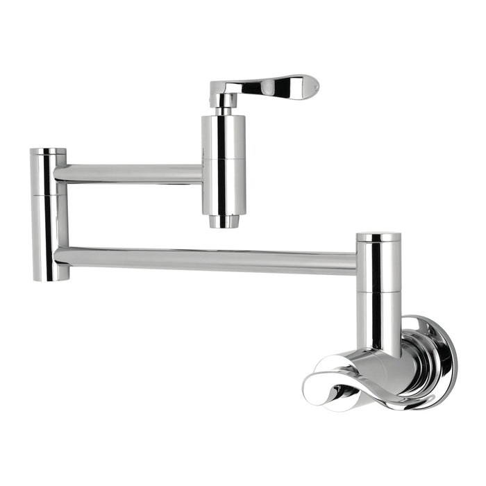 NuWave KS8101DFL Two-Handle 1-Hole Wall Mount Pot Filler, Polished Chrome