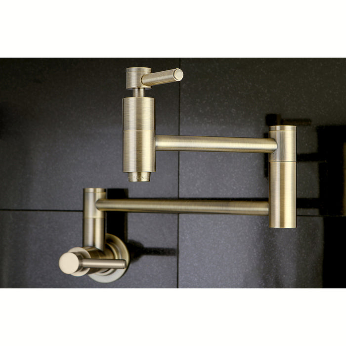 Concord KS8103DL Two-Handle 1-Hole Wall Mount Pot Filler, Antique Brass