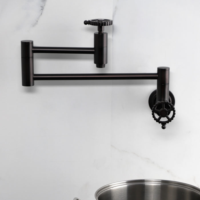 Fuller KS8105CG Two-Handle Wall Mount Pot Filler, Oil Rubbed Bronze