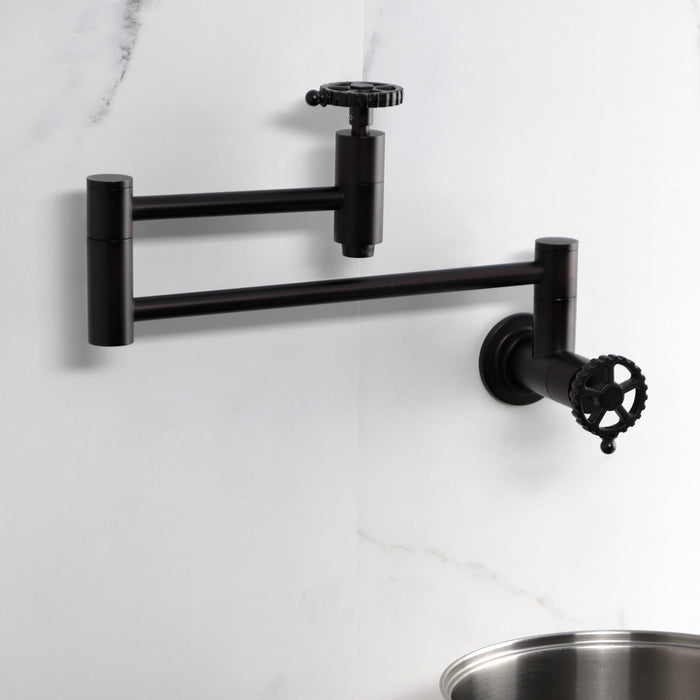 Fuller KS8105CG Two-Handle Wall Mount Pot Filler, Oil Rubbed Bronze