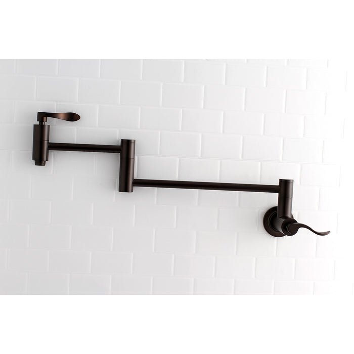 NuWave KS8105DFL Two-Handle 1-Hole Wall Mount Pot Filler, Oil Rubbed Bronze