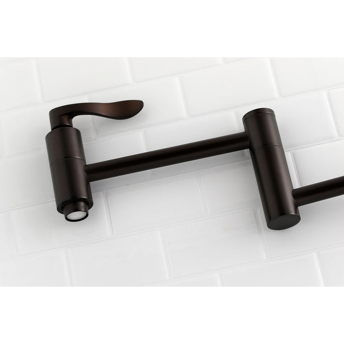 NuWave KS8105DFL Two-Handle 1-Hole Wall Mount Pot Filler, Oil Rubbed Bronze