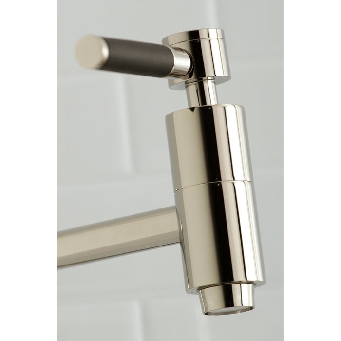 Kaiser KS8106DKL Two-Handle 1-Hole Wall Mount Pot Filler, Polished Nickel