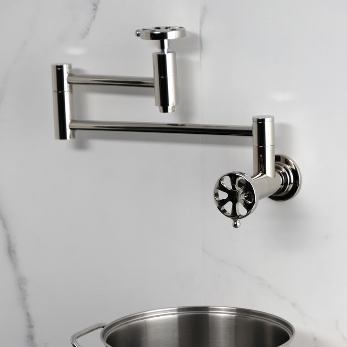 Belknap KS8106RX Two-Handle Wall Mount Pot Filler, Polished Nickel