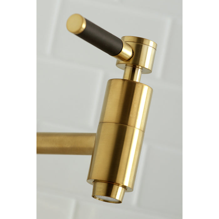 Kaiser KS8107DKL Two-Handle 1-Hole Wall Mount Pot Filler, Brushed Brass