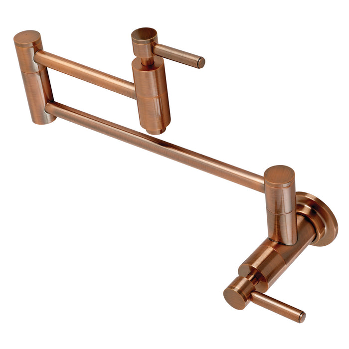 Concord KS810DLAC Two-Handle 1-Hole Wall Mount Pot Filler, Antique Copper