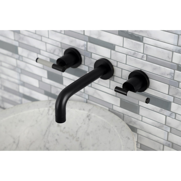 Kaiser KS8120CKL Double-Handle 3-Hole Wall Mount Bathroom Faucet, Matte Black