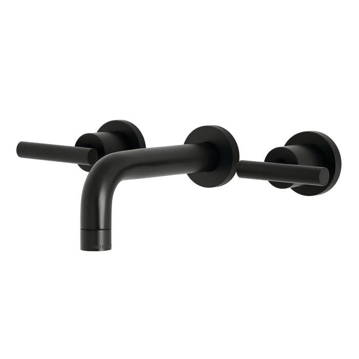 Manhattan KS8120CML Double-Handle 3-Hole Wall Mount Bathroom Faucet, Matte Black