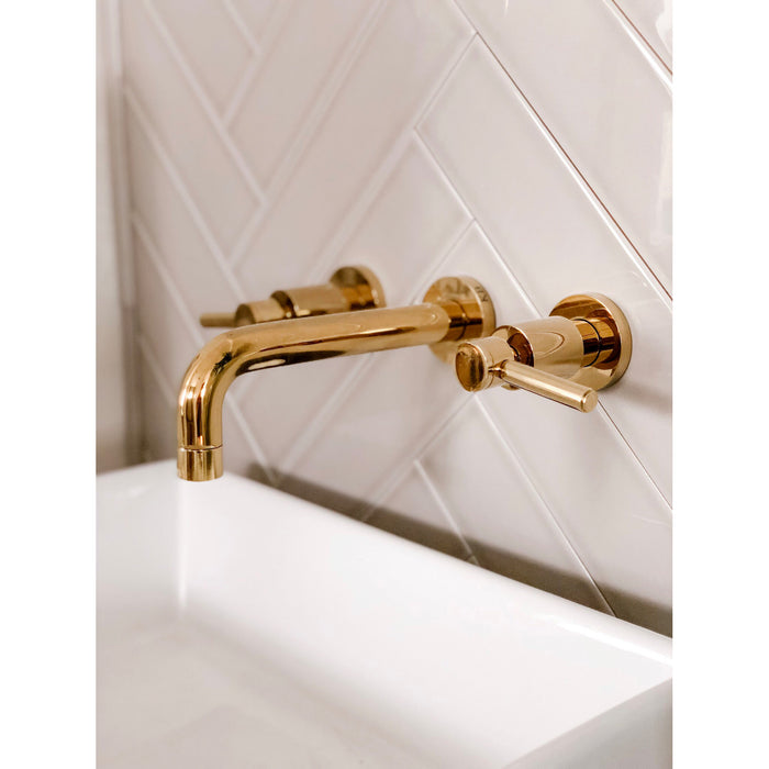 Concord KS8122DL Double-Handle 3-Hole Wall Mount Bathroom Faucet, Polished Brass