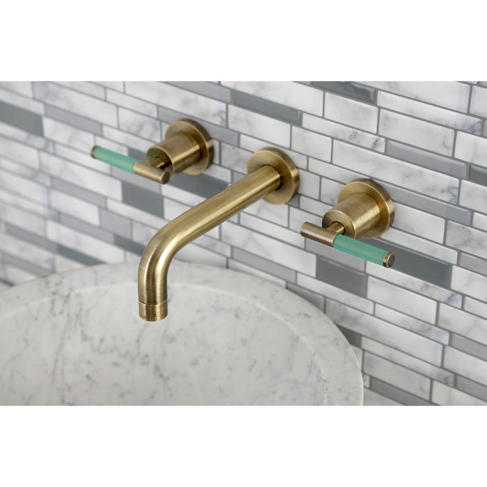 Kaiser KS8123CKL Double-Handle 3-Hole Wall Mount Bathroom Faucet, Antique Brass