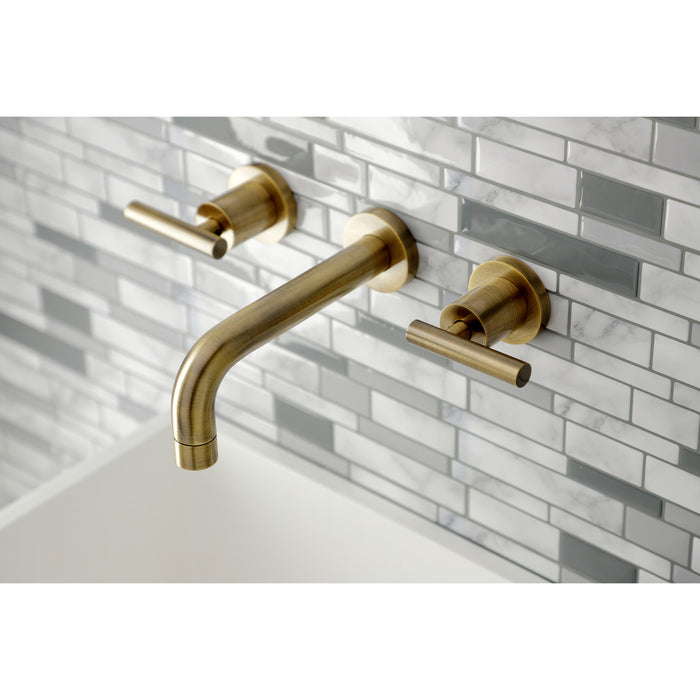 Manhattan KS8123CML Double-Handle 3-Hole Wall Mount Bathroom Faucet, Antique Brass