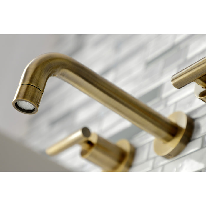 Manhattan KS8123CML Double-Handle 3-Hole Wall Mount Bathroom Faucet, Antique Brass