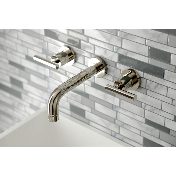 Manhattan KS8126CML Double-Handle 3-Hole Wall Mount Bathroom Faucet, Polished Nickel