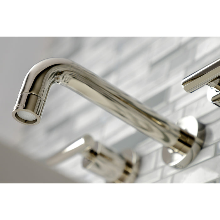 Manhattan KS8126CML Double-Handle 3-Hole Wall Mount Bathroom Faucet, Polished Nickel