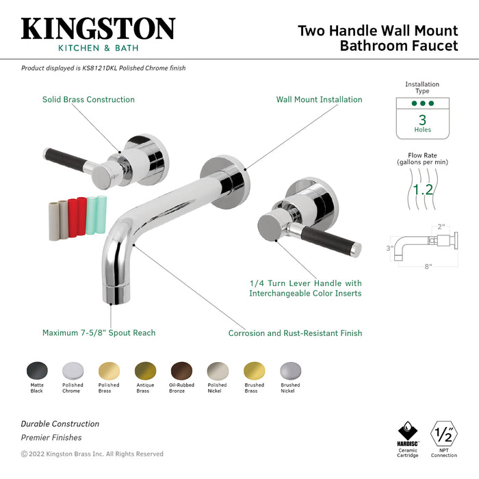 Kaiser KS8126DKL Double-Handle 3-Hole Wall Mount Bathroom Faucet, Polished Nickel