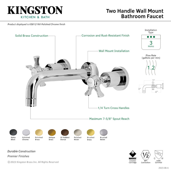 Hamilton KS8126NX Two-Handle 3-Hole Wall Mount Bathroom Faucet, Polished Nickel