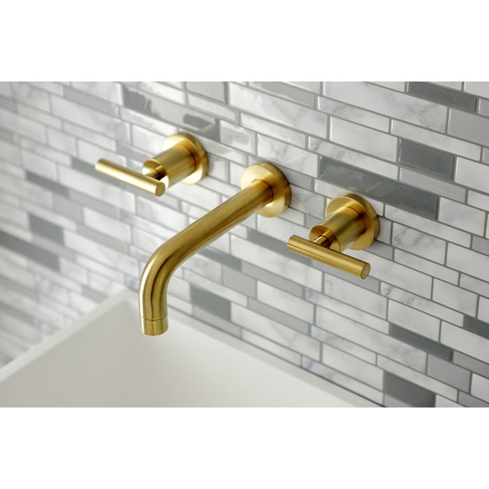 Manhattan KS8127CML Double-Handle 3-Hole Wall Mount Bathroom Faucet, Brushed Brass