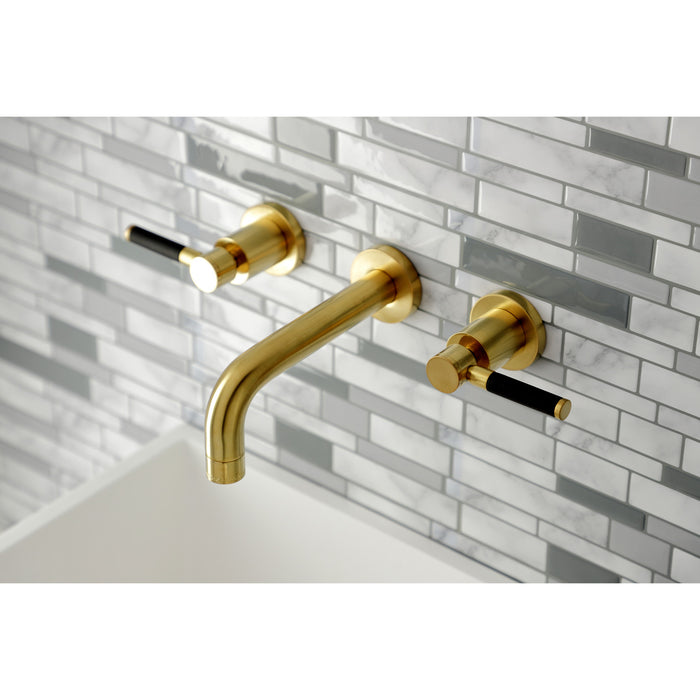 Kaiser KS8127DKL Double-Handle 3-Hole Wall Mount Bathroom Faucet, Brushed Brass