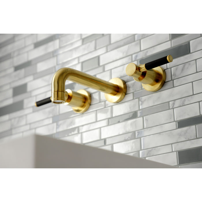 Kaiser KS8127DKL Double-Handle 3-Hole Wall Mount Bathroom Faucet, Brushed Brass