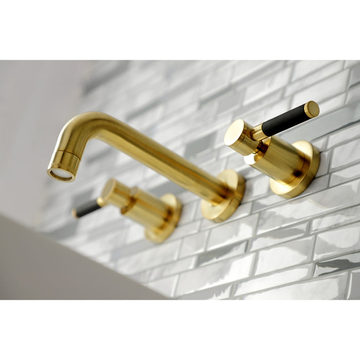 Kaiser KS8127DKL Double-Handle 3-Hole Wall Mount Bathroom Faucet, Brushed Brass