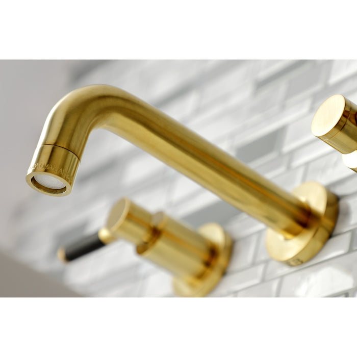 Kaiser KS8127DKL Double-Handle 3-Hole Wall Mount Bathroom Faucet, Brushed Brass