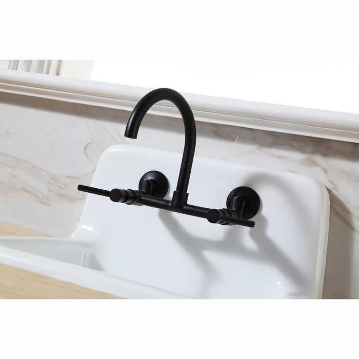 Concord KS814MB Two-Handle 2-Hole Wall Mount Kitchen Faucet, Matte Black