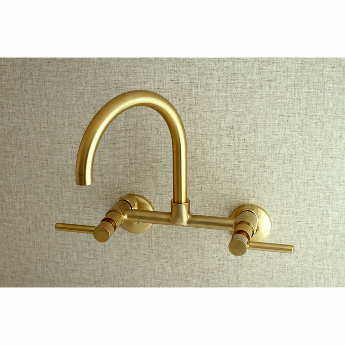 Concord KS814SB Two-Handle 2-Hole Wall Mount Kitchen Faucet, Brushed Brass