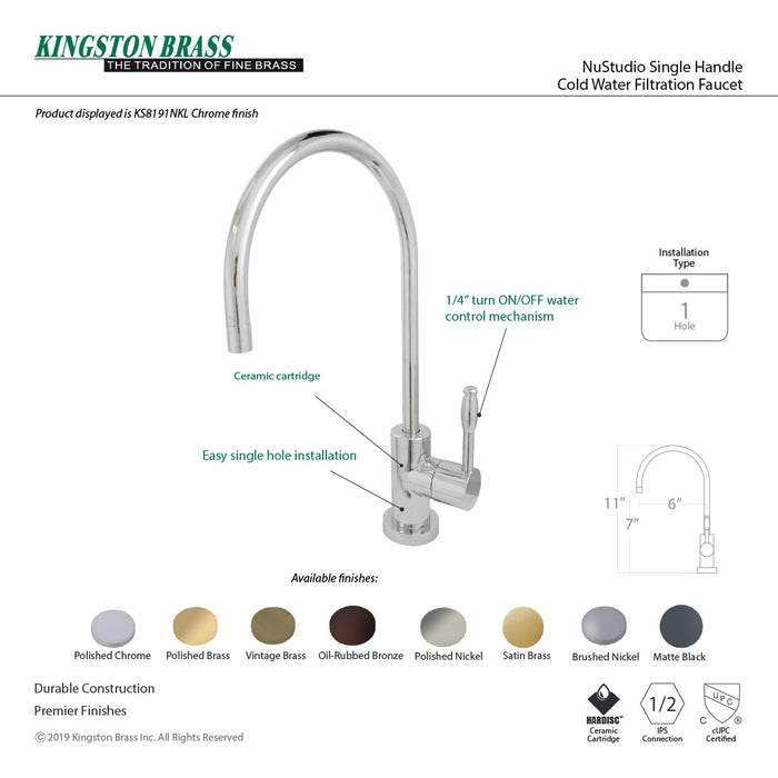 Nustudio KS8193NKL Single-Handle 1-Hole Deck Mount Water Filtration Faucet, Antique Brass