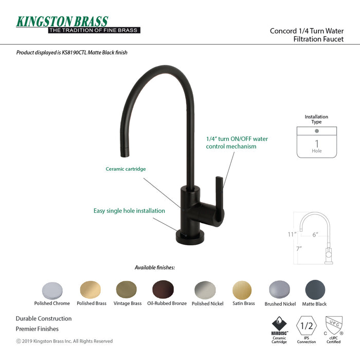 Continental KS8195CTL Single-Handle 1-Hole Deck Mount Water Filtration Faucet, Oil Rubbed Bronze