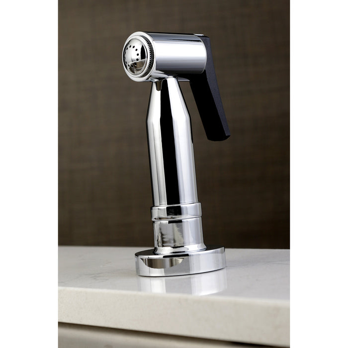 Concord KS8271DLBS Two-Handle 4-Hole Deck Mount Bridge Kitchen Faucet with Brass Side Sprayer, Polished Chrome