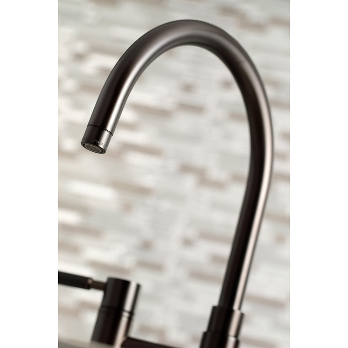 Kaiser KS8275DKLBS Two-Handle 4-Hole Deck Mount Bridge Kitchen Faucet with Brass Side Sprayer, Oil Rubbed Bronze