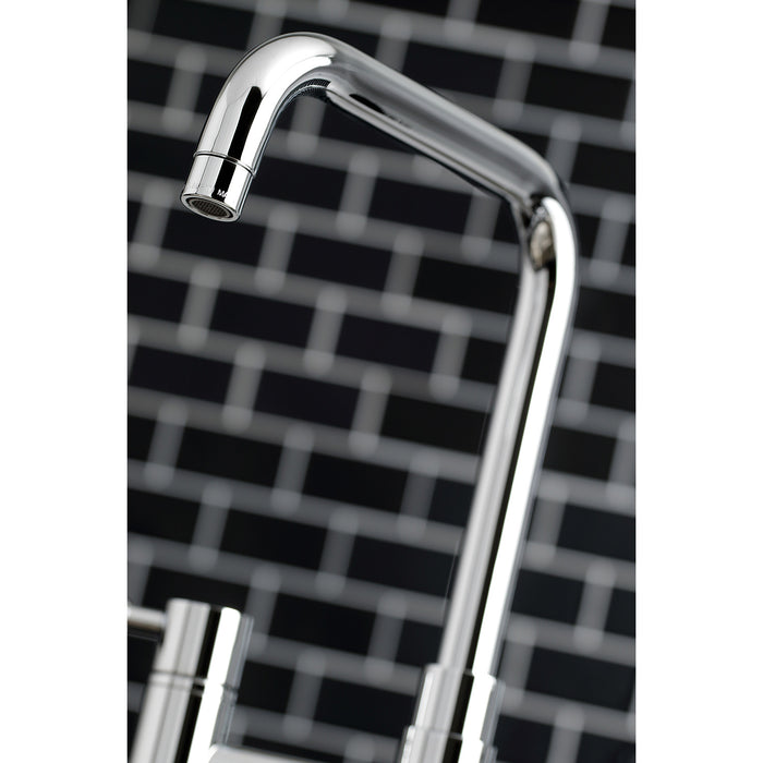 Kaiser KS8281DKLBS Two-Handle 4-Hole Deck Mount Bridge Kitchen Faucet with Brass Side Sprayer, Polished Chrome