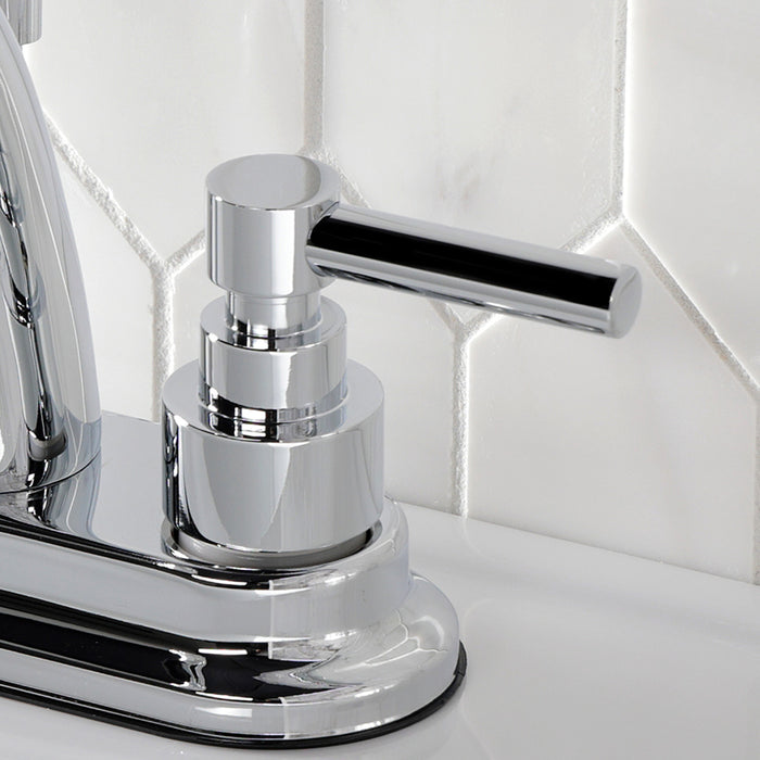 Elinvar KS8611EL Double-Handle 3-Hole Deck Mount 4-Inch Centerset Bathroom Faucet with Brass Pop-Up, Polished Chrome