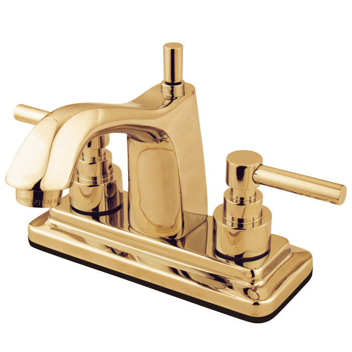 Elinvar KS8642EL Double-Handle 3-Hole Deck Mount 4-Inch Centerset Bathroom Faucet with Brass Pop-Up, Polished Brass