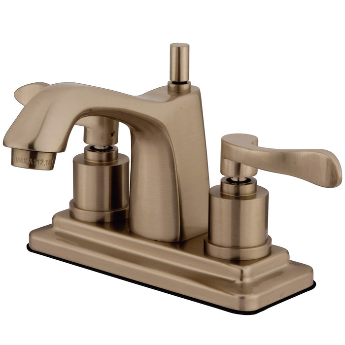 KS8648DFL Double-Handle 3-Hole Deck Mount 4-Inch Centerset Bathroom Faucet with Brass Pop-Up, Brushed Nickel